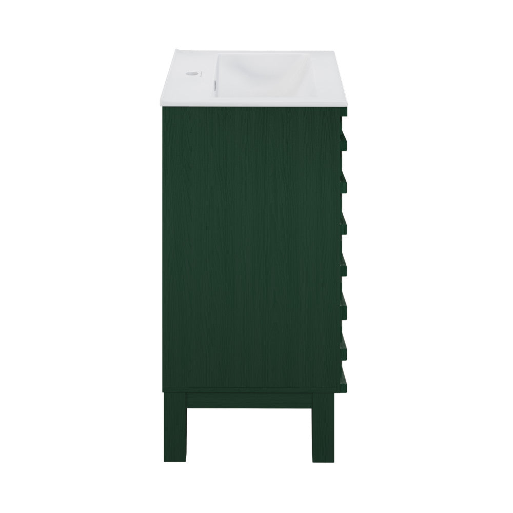 Cascade 18" Freestanding Bathroom Vanity in Green Oak with Sink Top