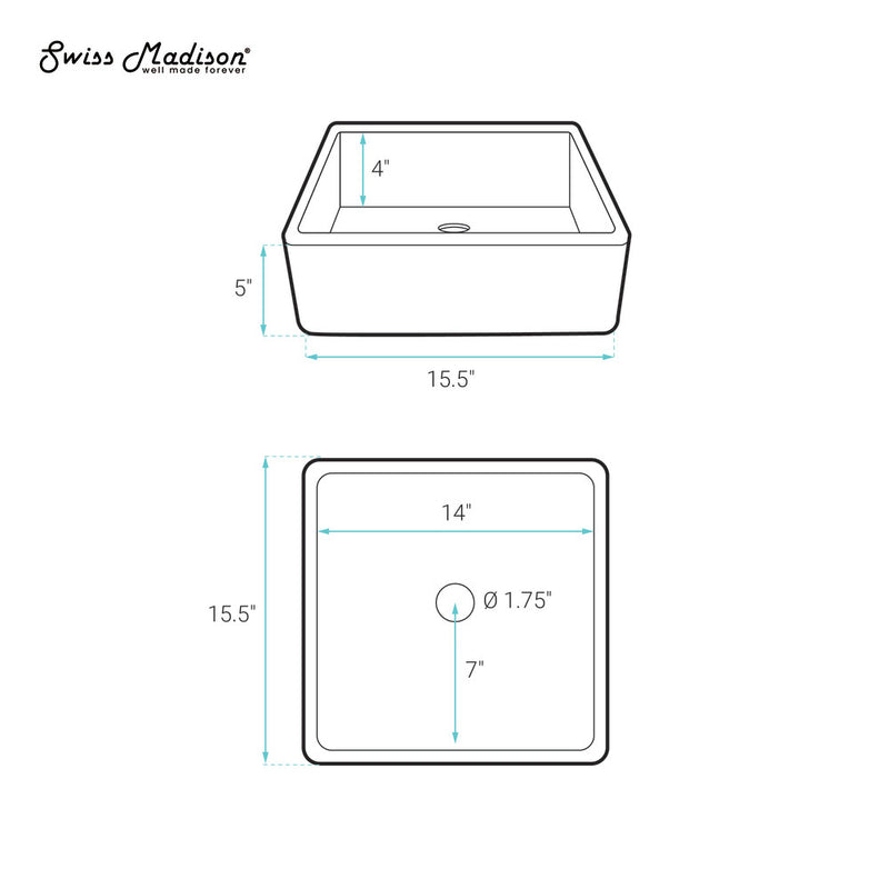 Lisse 15.5" Concrete Square Vessel Sink in Matte Taupe