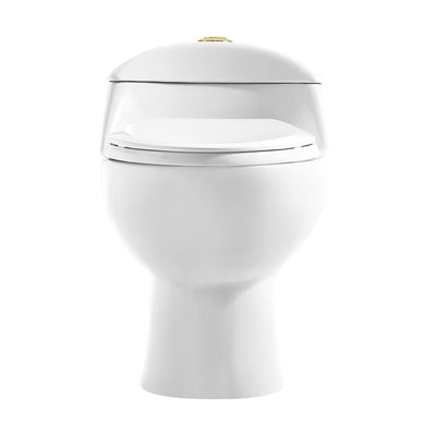 Chateau One Piece Elongated Toilet Dual Flush, Brushed Gold Hardware 1.1/1.6 gpf