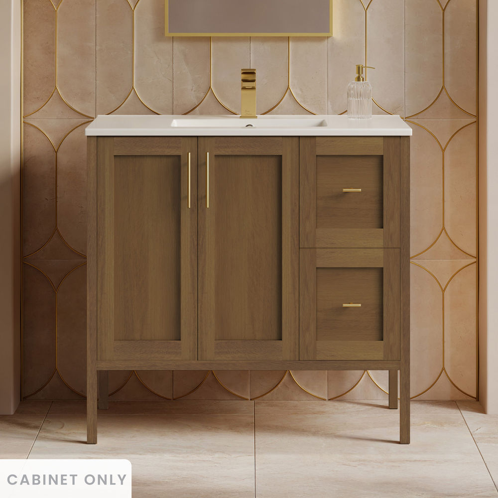 Forme 36" Modular Freestanding Bathroom Vanity Cabinet without Top in Brown Oak