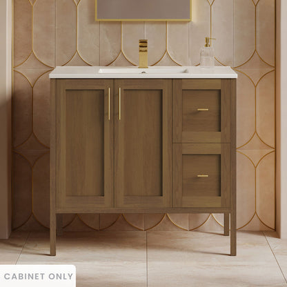 Forme 36" Modular Freestanding Bathroom Vanity Cabinet without Top in Brown Oak