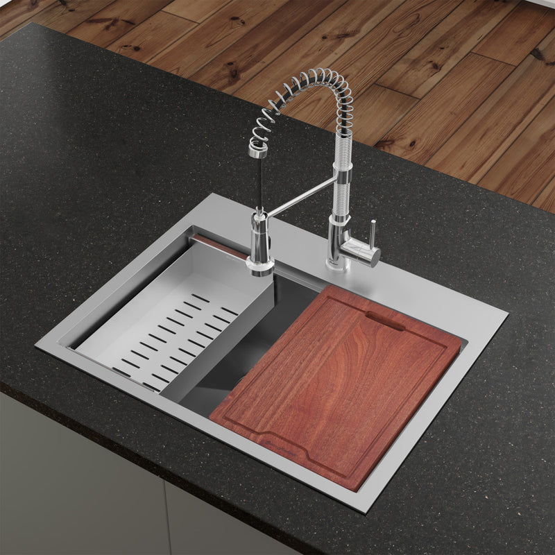 Ravi Single Basin 30 x 22 Topmount Kitchen Workstation Sink