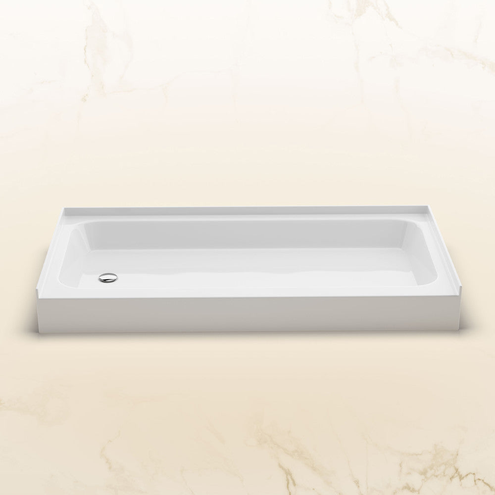 Voltaire 60 x 30 Shower Pan Base with Left Drain in Glossy White
