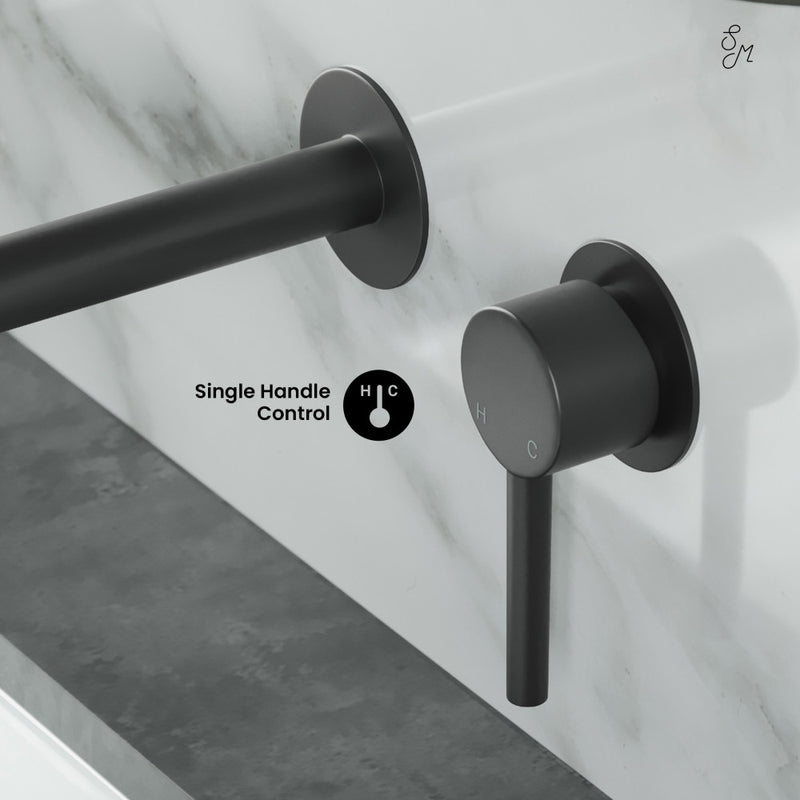 Ivy Single-Handle Wall Mount Bathroom Faucet in Matte Black