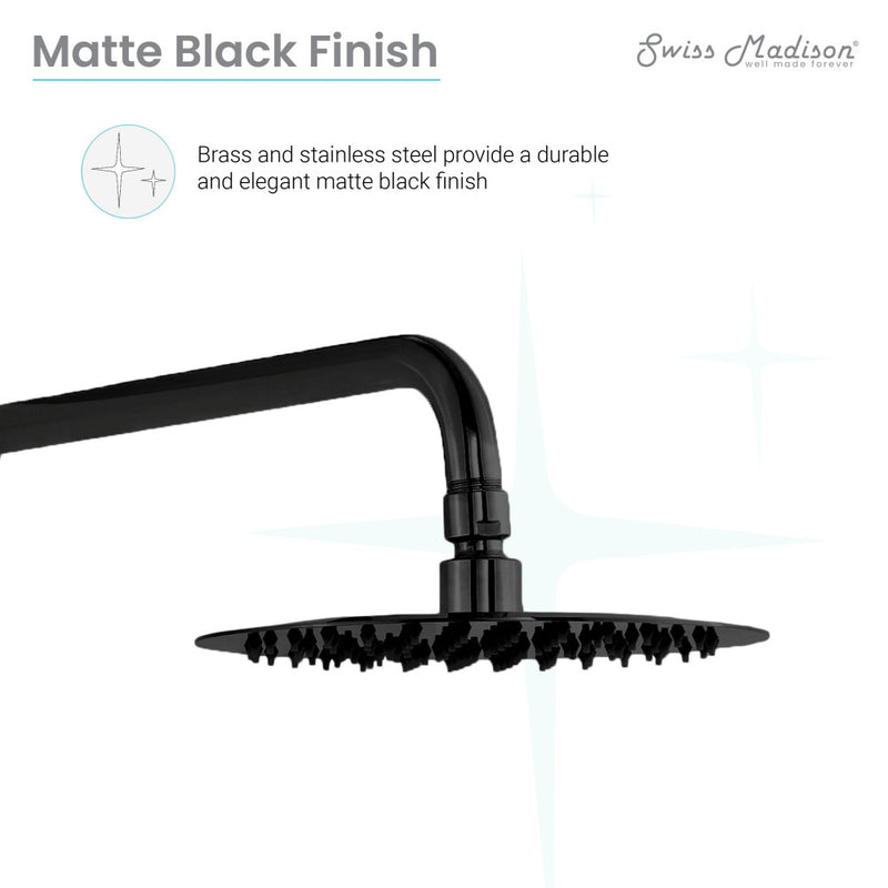 Ivy Single-Handle 1 Spray 8" Wall Mounted Fixed Shower Head in Matte Black (Valve Included)