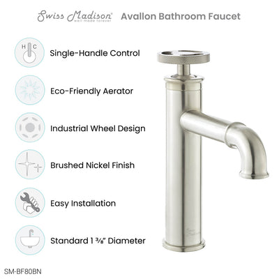 Avallon Single Hole, Single-Handle Wheel, Bathroom Faucet in Brushed Nickel