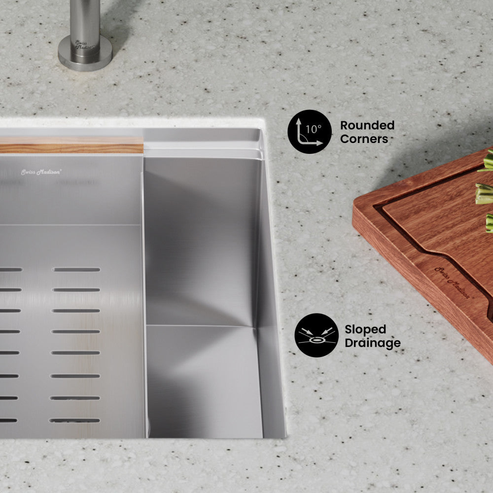Rivage 15 x 19 Single Basin Undermount Kitchen Workstation Sink