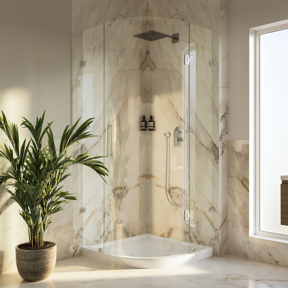 Marquette 34 in. x 34 in. Rounded Corner Single-Threshold Shower Base with Center Drain in Glossy White
