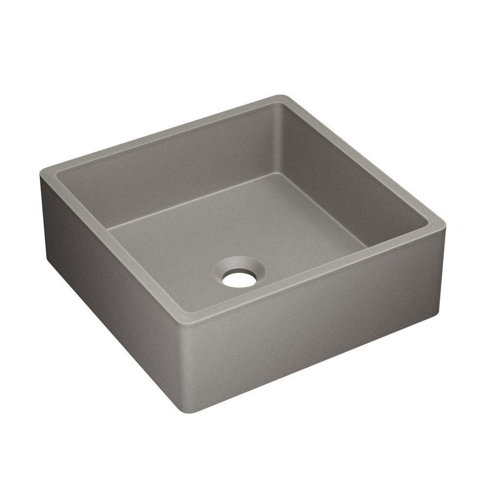 Lisse 15.5" Square Concrete Vessel Bathroom Sink in Dark Gray