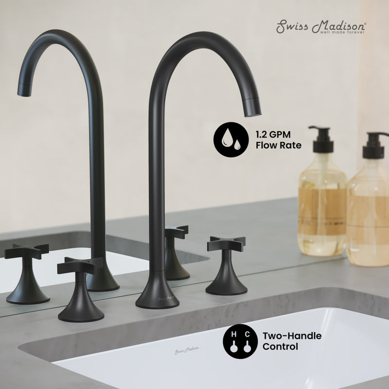 Daxton 8 in. Widespread, Cross Handle, Bathroom Faucet in Matte Black