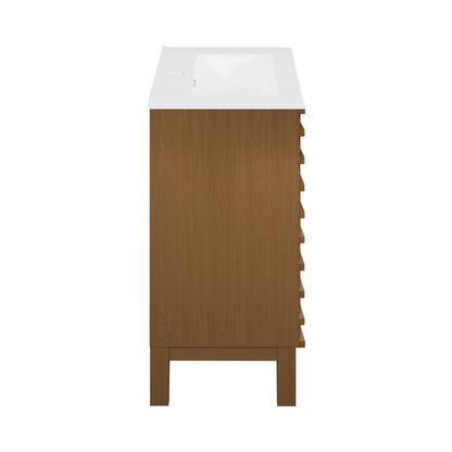 Cascade 30" Freestanding Bathroom Vanity in Brown Oak with Sink Top