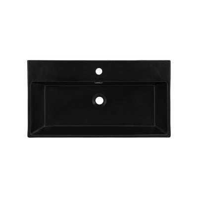 Claire 30 Ceramic Console Sink Matte Black Basin Brushed Gold Legs