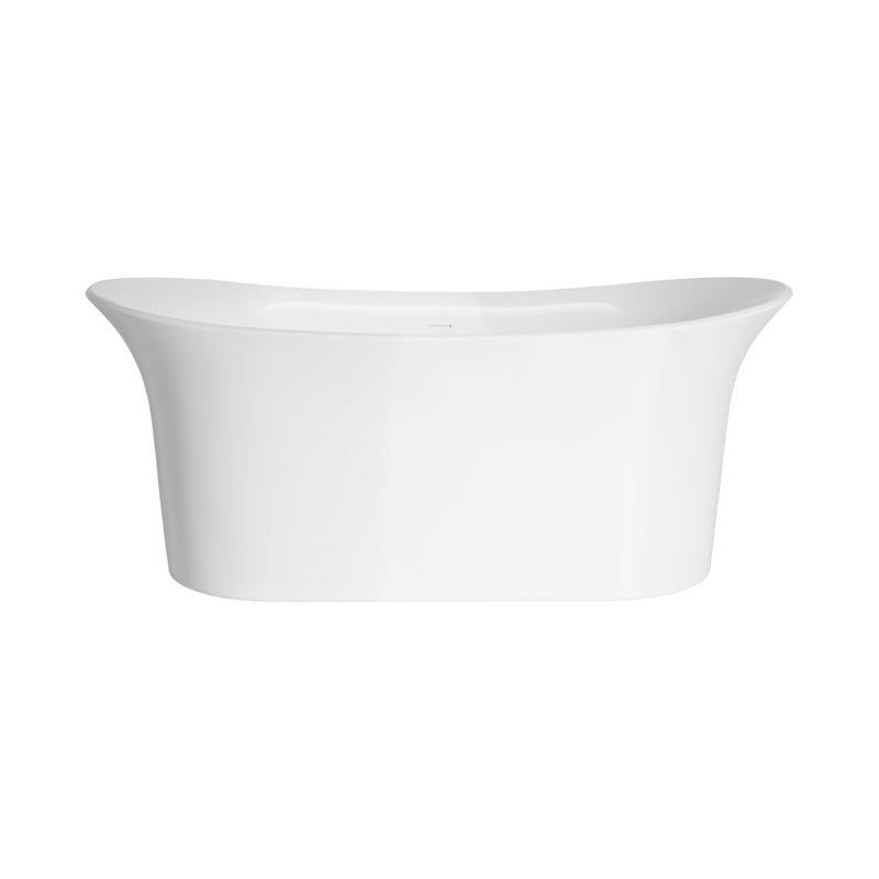 Cascade 66" Double Slipper Soaking Freestanding Bathtub in Glossy White, Drain Included