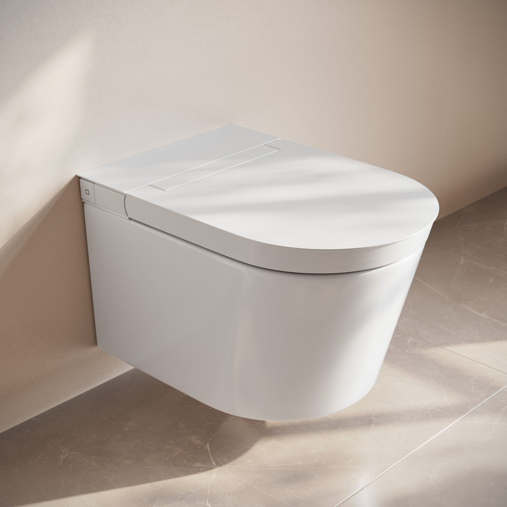 Hugo H Wall-Hung Toilet in Glossy White with 2x6 Supporting Frame