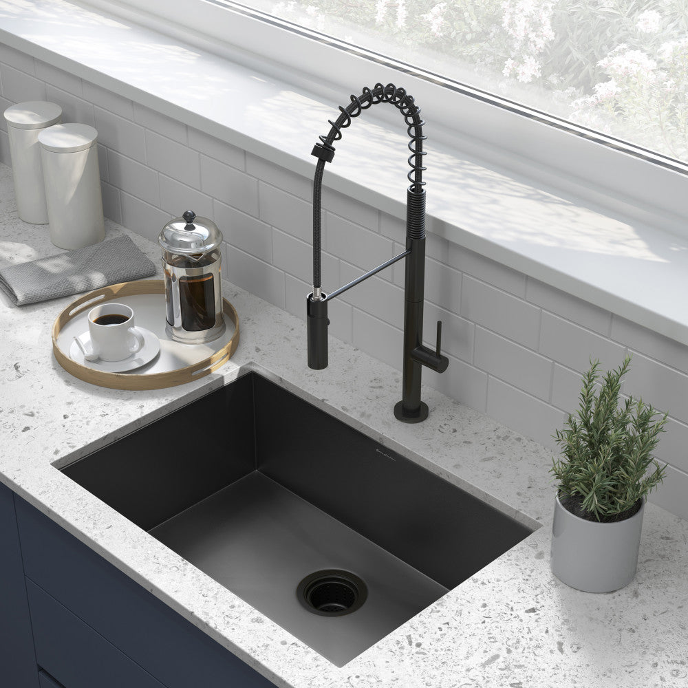 Tourner 26 x 18 Stainless Steel, Single Basin, Undermount Kitchen Sink, Black