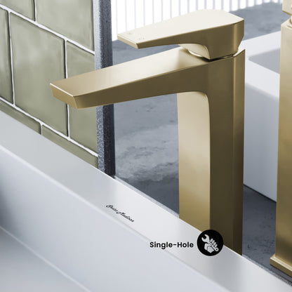 Voltaire Single Hole, Single-Handle, High Arc Bathroom Faucet in Brushed Gold