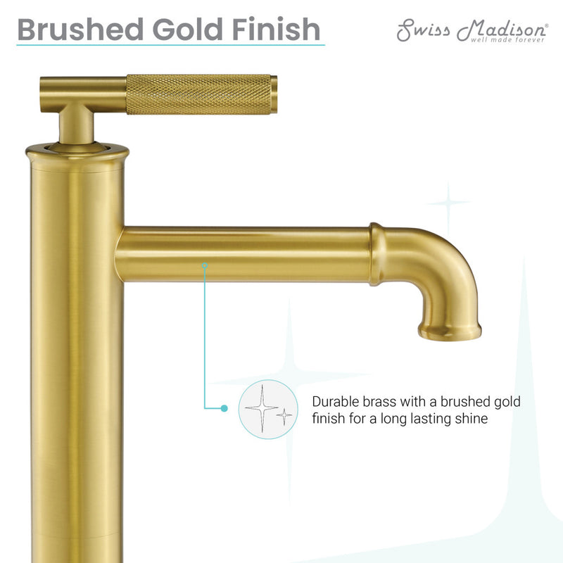 Avallon Single Hole, Single-Handle Sleek, High Arc Bathroom Faucet in Brushed Gold
