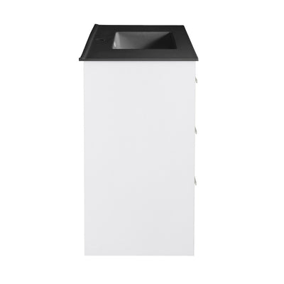 Virage 36 in. White Bathroom Vanity With Black Ceramic Sink Top