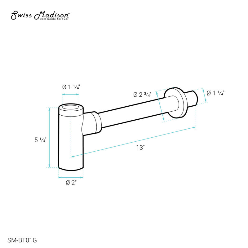 Bottle Trap Drain, Gold