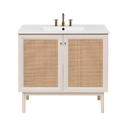 Classe 36" Freestanding Bathroom Vanity in White Oak with 3-Hole Widespread Sink Top