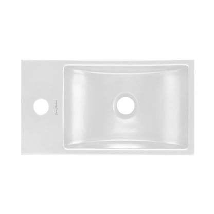 Lisse 16" Concrete Rectangle Wall-Mounted Sink with Left Side Faucet Mount in Matte White
