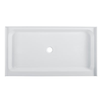 Voltaire 60" x 36" Acrylic White, Single-Threshold, Center Drain, Shower Base