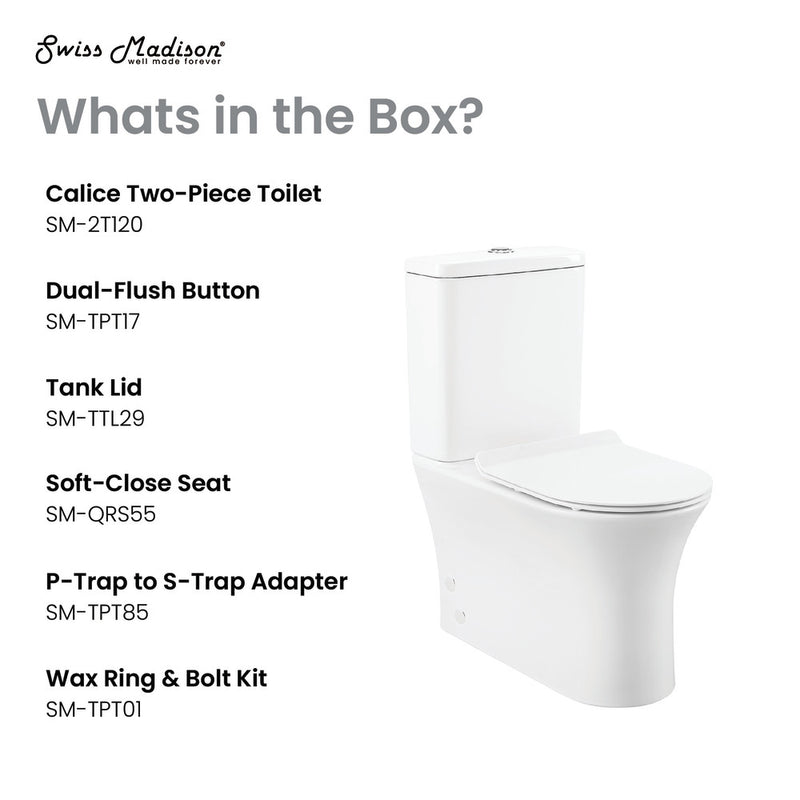 Calice Two-Piece Elongated Rear Outlet Toilet Dual-Flush 1.1/1.6 gpf