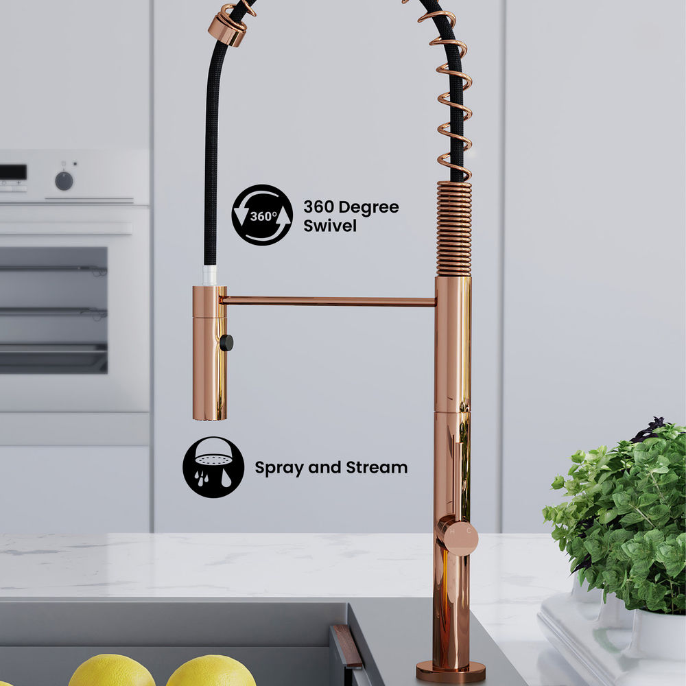 Chalet Single Handle, Pull-Down Kitchen Faucet in Rose Gold