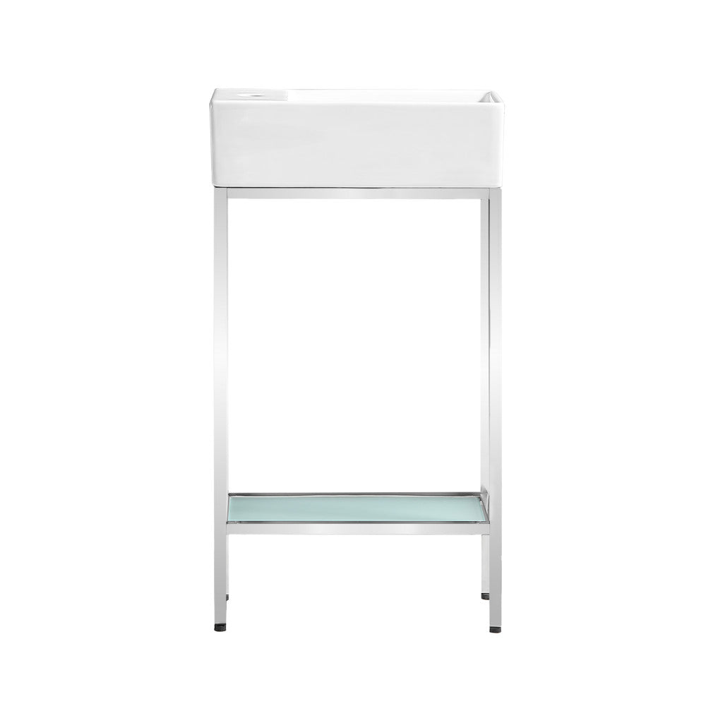 Pierre 19.5 Single, Freestanding, Open Shelf, Chrome Metal Frame Bathroom Vanity
