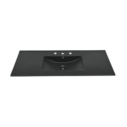 48" 3-Hole Widespread Vanity Sink Top in Matte Black