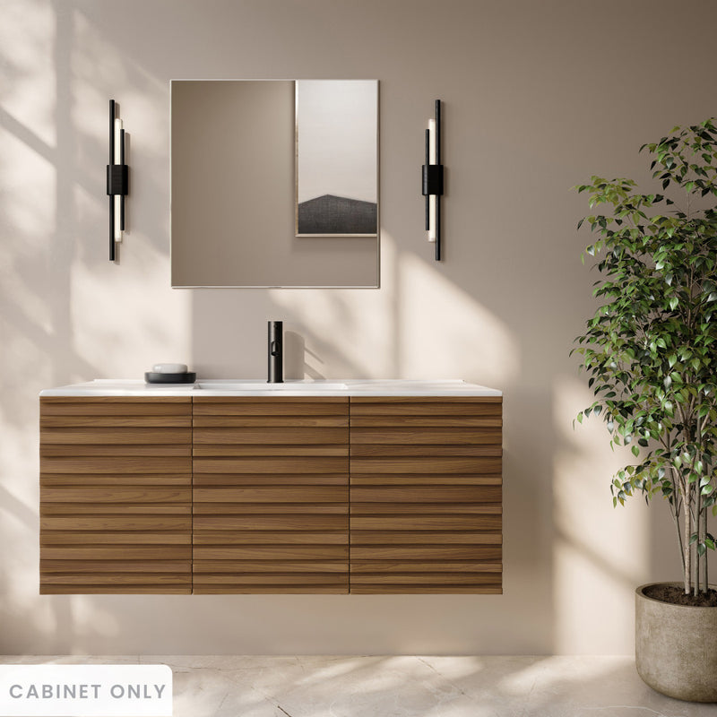 Cascade 48" Wall-Mounted Bathroom Vanity Cabinet without Top in Brown Oak