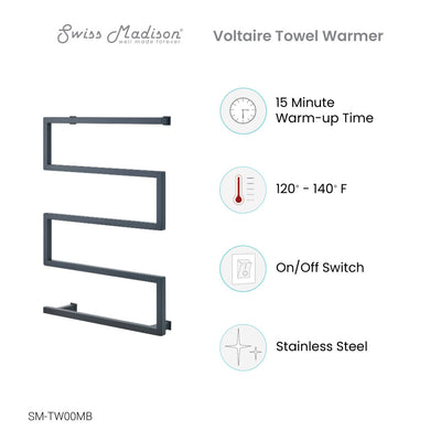 Voltaire 5-Bar Electric Towel Warmer in Matte Black
