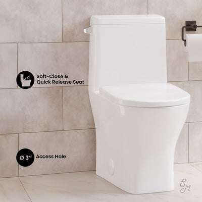 Sublime II One-Piece 12" Rough-in 1.28 GPF Left Flush Round Compact Toilet in Glossy White