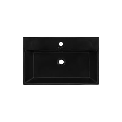 Claire 24 Ceramic Console Sink Matte Black Basin Gold Legs