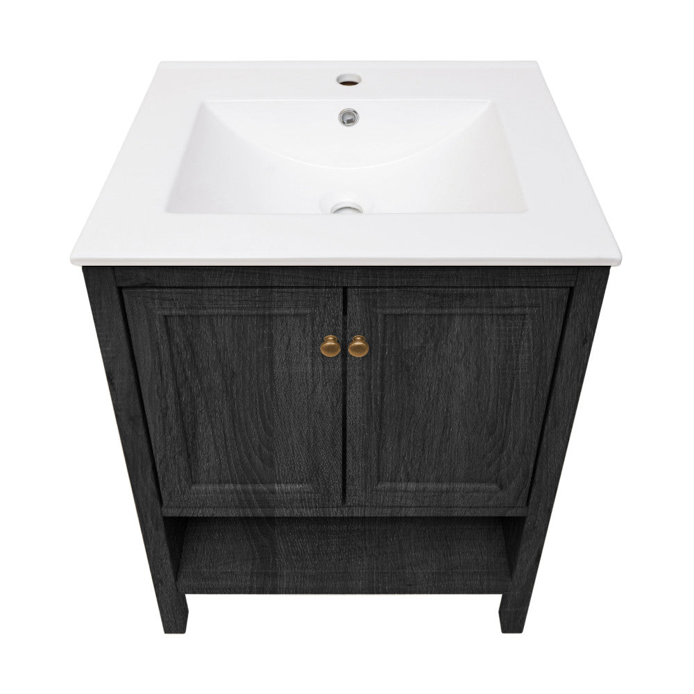 Chateau 24" Freestanding Bathroom Vanity in Black Oak with Sink Top