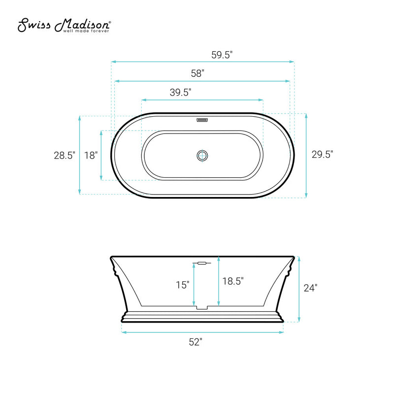 Santorini 60" Freestanding Tub