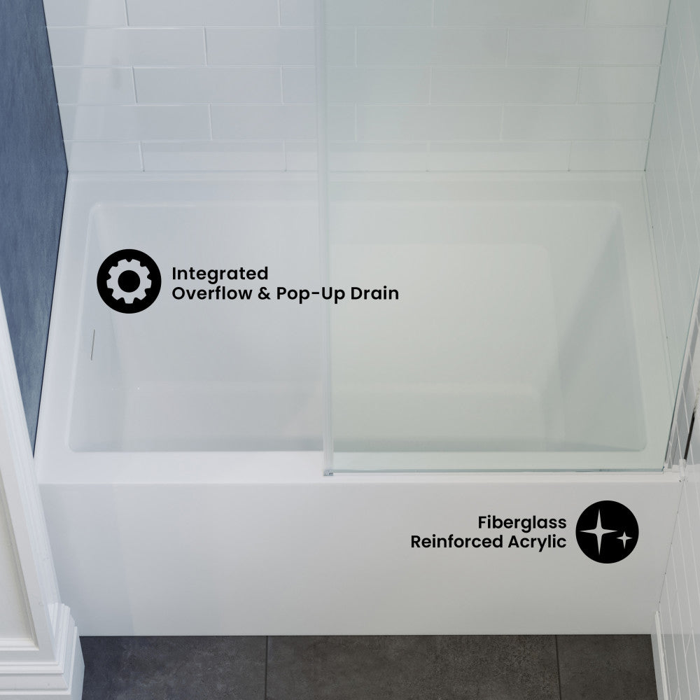 Voltaire 48 x 32 Skirted Left Drain Soaking Apron Bathtub in Glossy White with Integrated Overflow, Drain Included