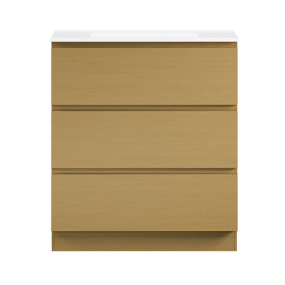 Liberte 30" Freestanding Bathroom Vanity in Natural Oak with 3-Hole Widespread Sink Top