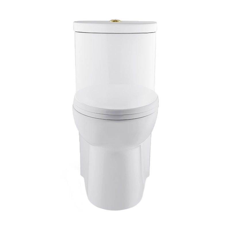 Sublime One Piece Elongated Toilet Dual Flush, Brushed Gold Hardware 1.1/1.6 gpf