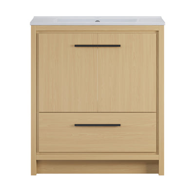 Virage 30" Freestanding Bathroom Vanity in Natural Oak with Sink Top