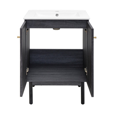 Classe 24" Freestanding Bathroom Vanity in Black Oak with Sink Top