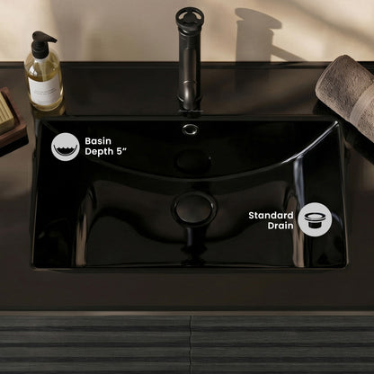 30" Vanity Sink Top in Glossy Black