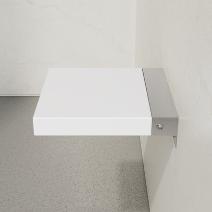 Avenir 14" x 13" Folding Wall-Mounted Shower Seat in Glossy White, PU Leather Padded