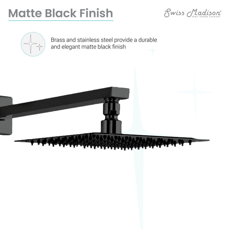 Concorde Single-Handle 1 Spray 8" Wall Mounted Fixed Shower Head in Matte Black (Valve Included)