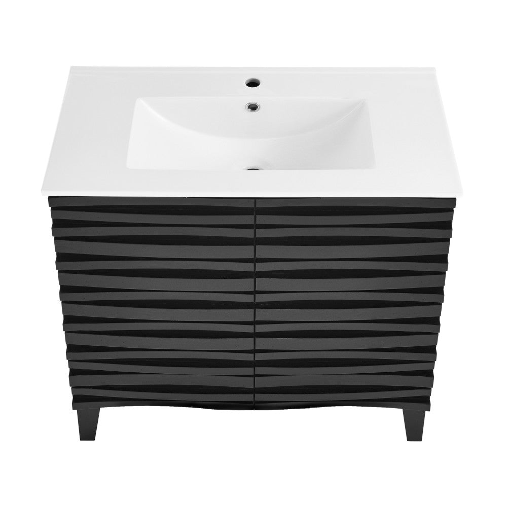Cascade 30" Freestanding Bathroom Vanity in Black Oak with Sink Top