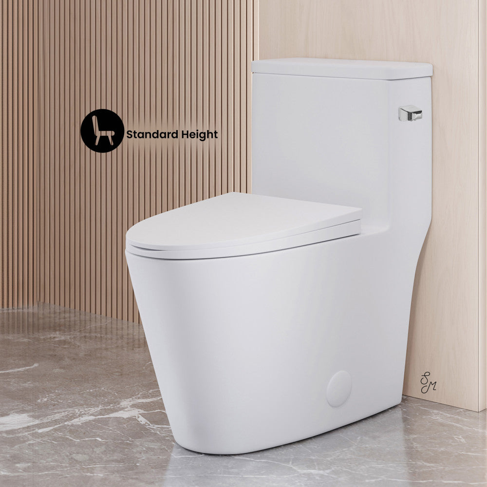 Dreux One-Piece 12" Rough-in 1.28 GPF Right Flush Elongated Toilet in Glossy White (6 - Pack)