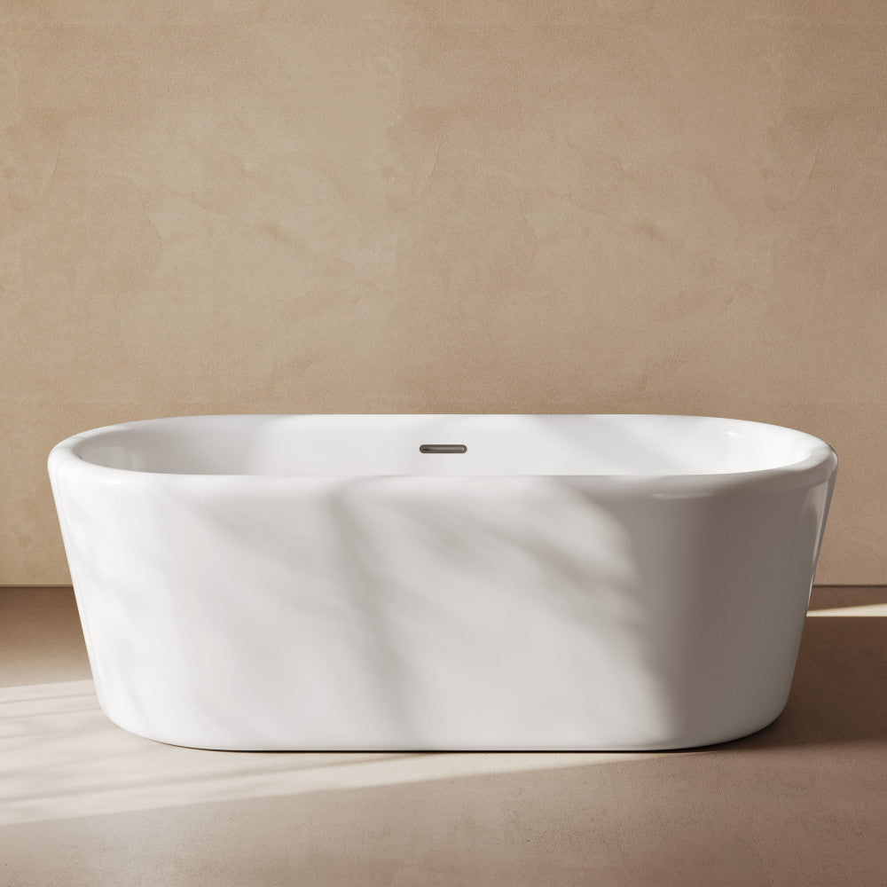 Nanterre 68" Soaking Freestanding Bathtub in Glossy White, Drain Included