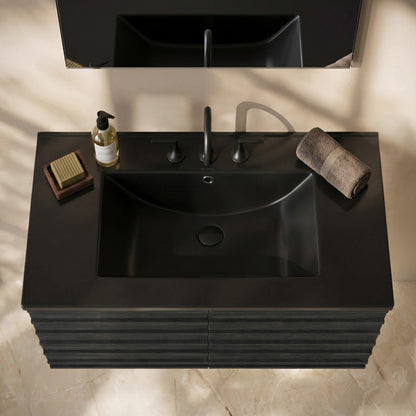 30" 3-Hole Widespread Vanity Sink Top in Matte Black