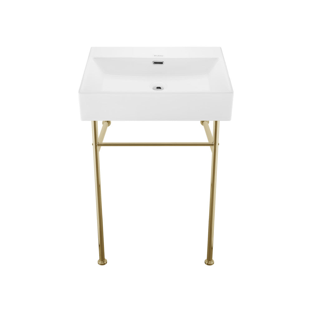 Claire 24" Rectangle Zero Hole Console Sink with Glossy Gold Legs