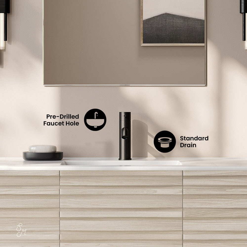 Cascade 48" Wall-Mounted Bathroom Vanity in White Oak with Sink Top